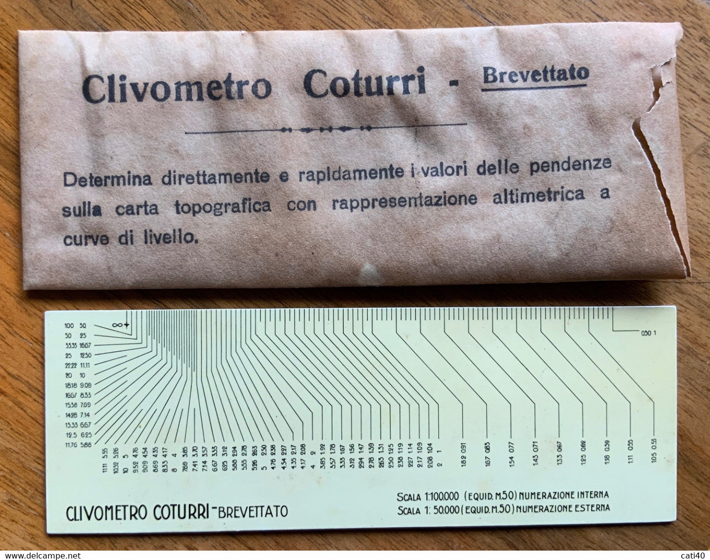 CLIVOMETRO COTTURI - STRUMENTO IN BUSTA PERGAMENA CON LETTERA INFORMATIVA - RR - Grand Format : 1981-90