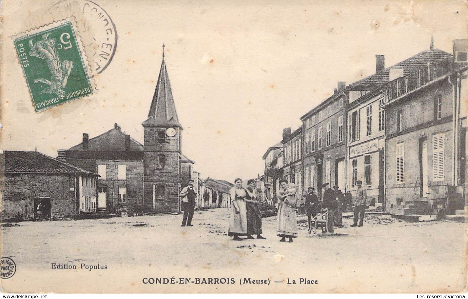 CPA France - Condé En Barrois - Meuse - La Place- Animée - Bébé - Horloge - Edition Populus - Other & Unclassified