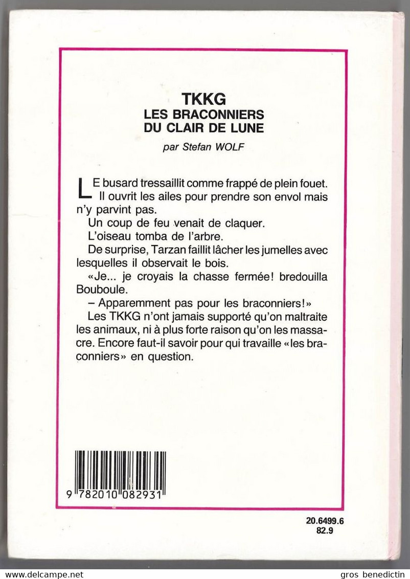Hachette - Bibliothèque Rose - Stefan Wolf - Série TKKG - "Les Braconniers Du Clair De Lune" - 1982 - Biblioteca Rosa