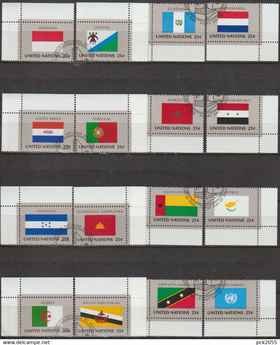 UNO New York 1989 MiNr.579 - 594 O Gest. Flaggen Der UNO-Mitgliedsstaaten ( D 6981 )günstiger Versand - Gebraucht
