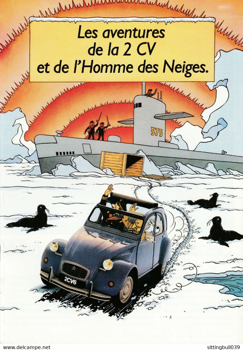 Hergé. Les Aventures De La 2CV Et De L'Homme Des Neiges. BD PUB PUB CITROËN Avec 2CV BLEUE+Personnages TINTIN 1985 - Objets Publicitaires