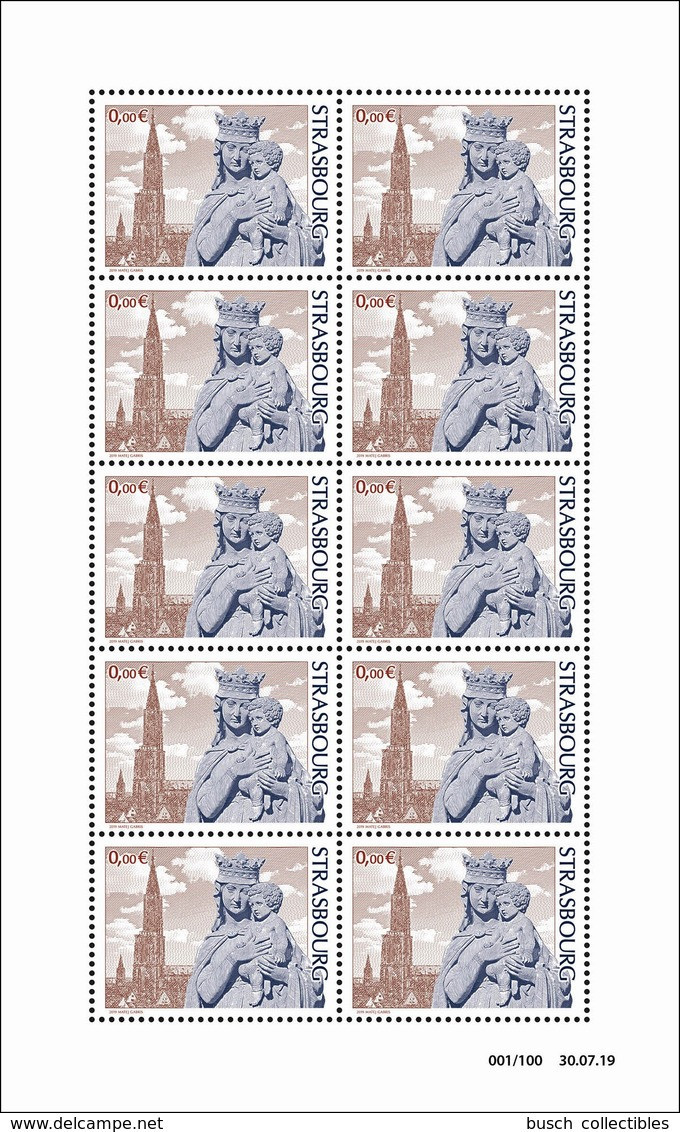 France 2019 - Feuillet Kleinbogen 0 € " STRASBOURG " Cathédrale Münster Cathedral Religion Matej Gabris - Unused Stamps