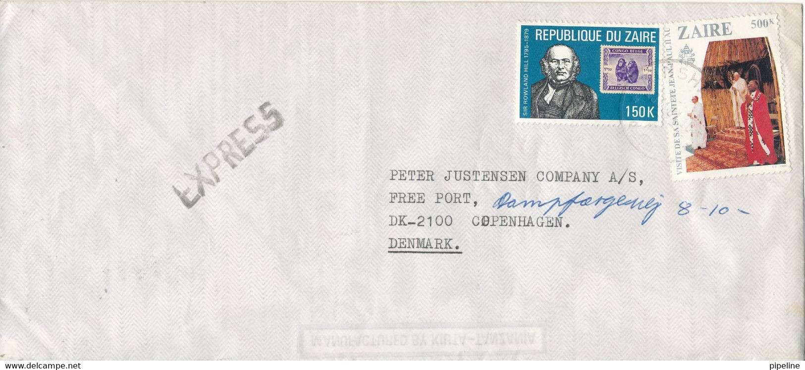 Zaire Cover Sent Express To Denmark 13-11-1982 Topic Stamps - Oblitérés