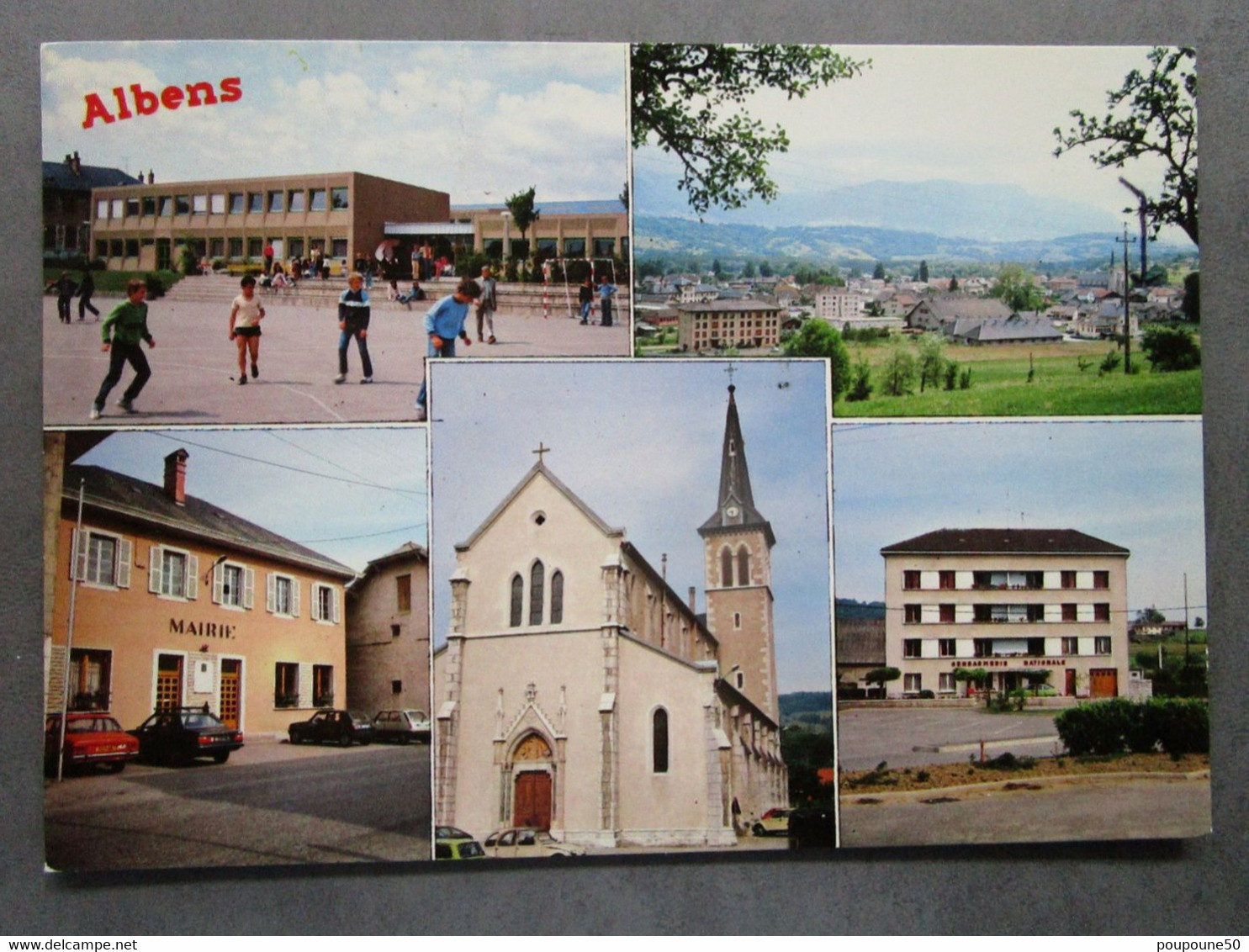 73 Savoie ALBENS  - Multivues L'école,la Mairie,l'église,la Gendarmerie Nationale , Le Village écrite Et Timbrée 1984 - Albens