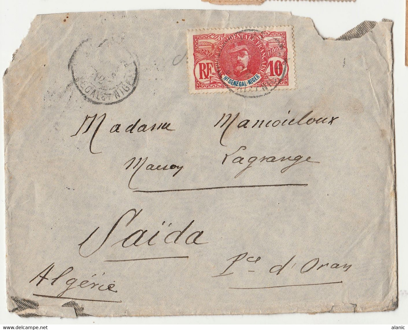 HAUT SENEGAL ET NIGER YT N°4 PAIRE SUR LETTRE+ N°5  1912 Pour SAIDA Par PERREGAUX (Oran) - Briefe U. Dokumente