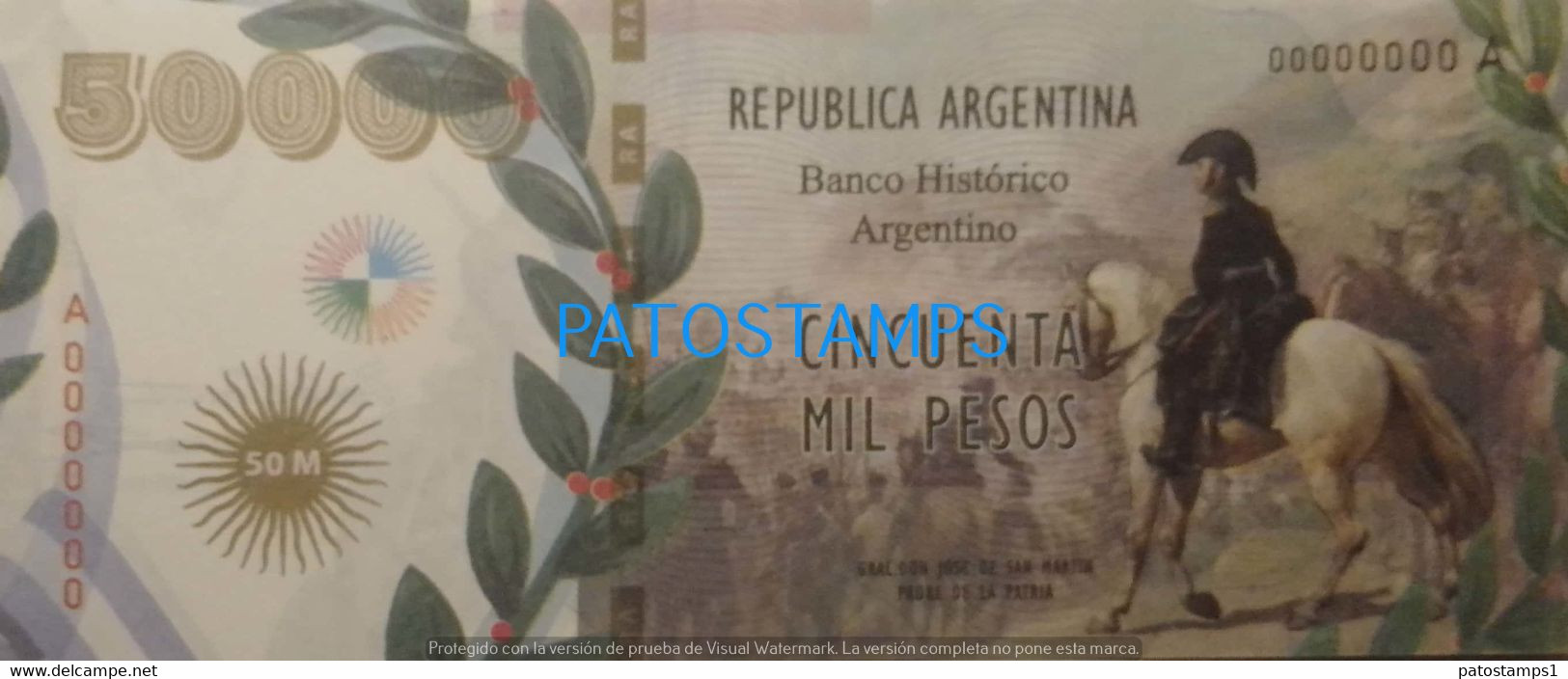 192517 BILLETE FANTASY TICKET 50000 BANK ARGENTINA PROCER SAN MARTIN & GRANADEROS NO POSTCARD - Kiloware - Banknoten