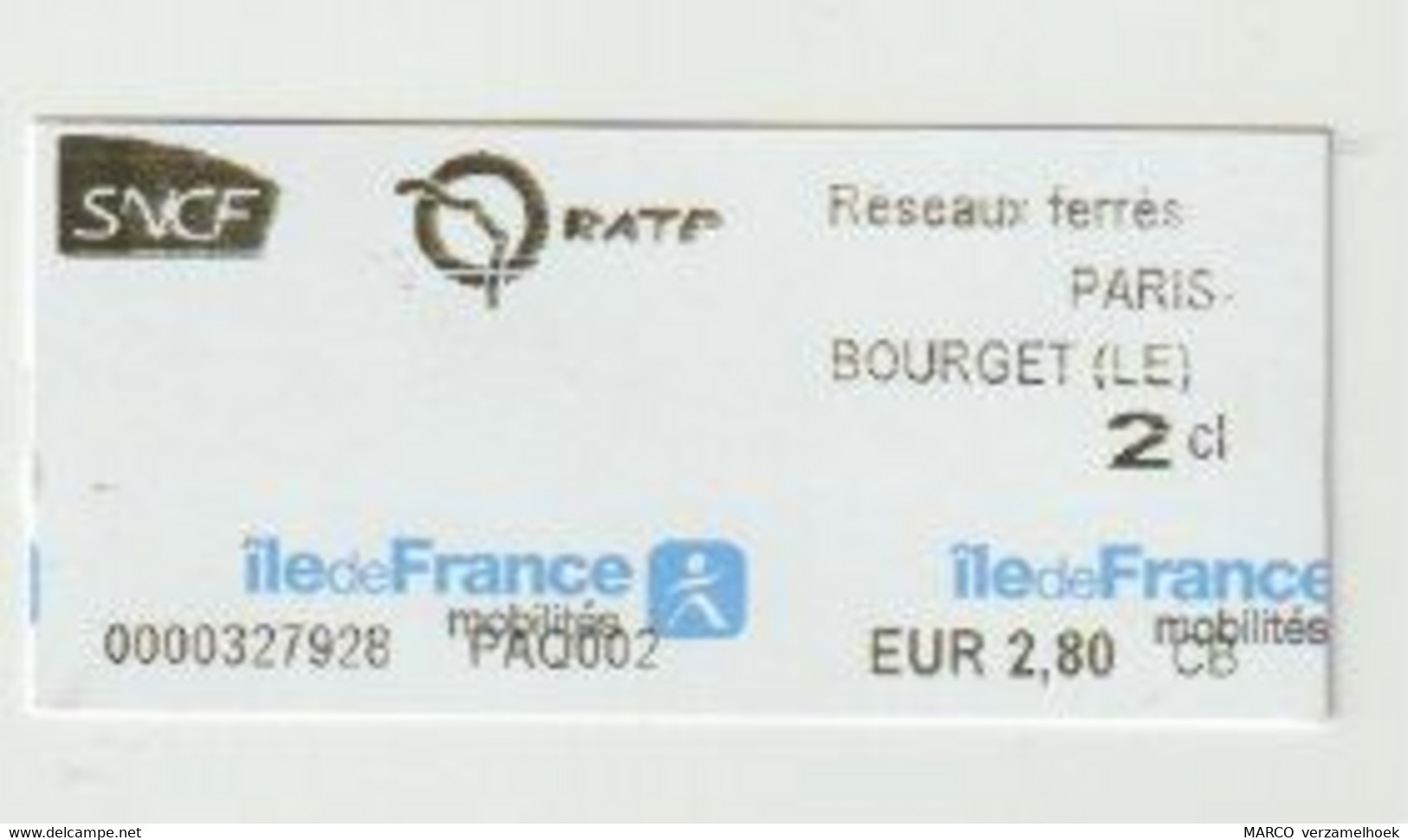 Carte D'entrée-toegangskaart-ticket: Metro RATP Paris (F) - Europa