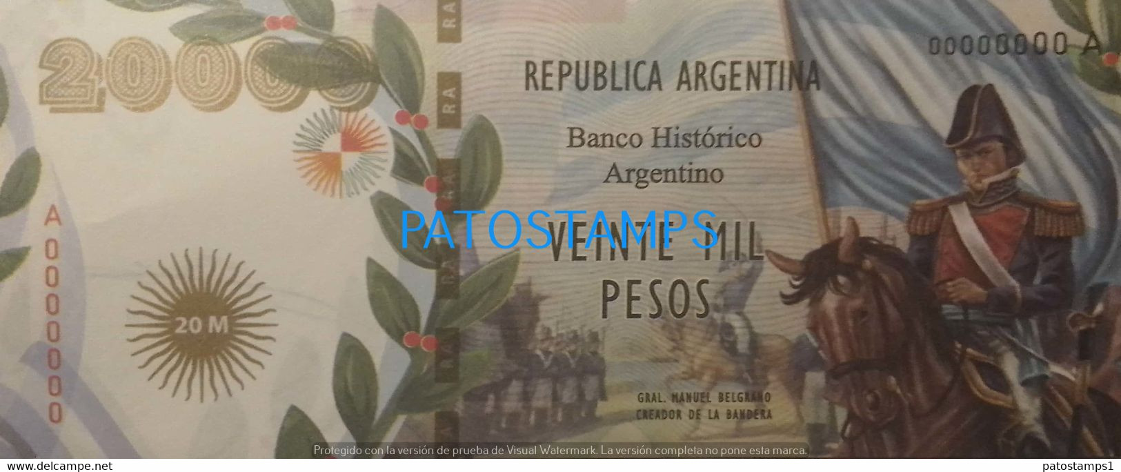 192518 BILLETE FANTASY TICKET 20000 BANK ARGENTINA PROCER GRAL BELGRANO CREADOR DE LA BANDERA NO POSTCARD - Alla Rinfusa - Banconote