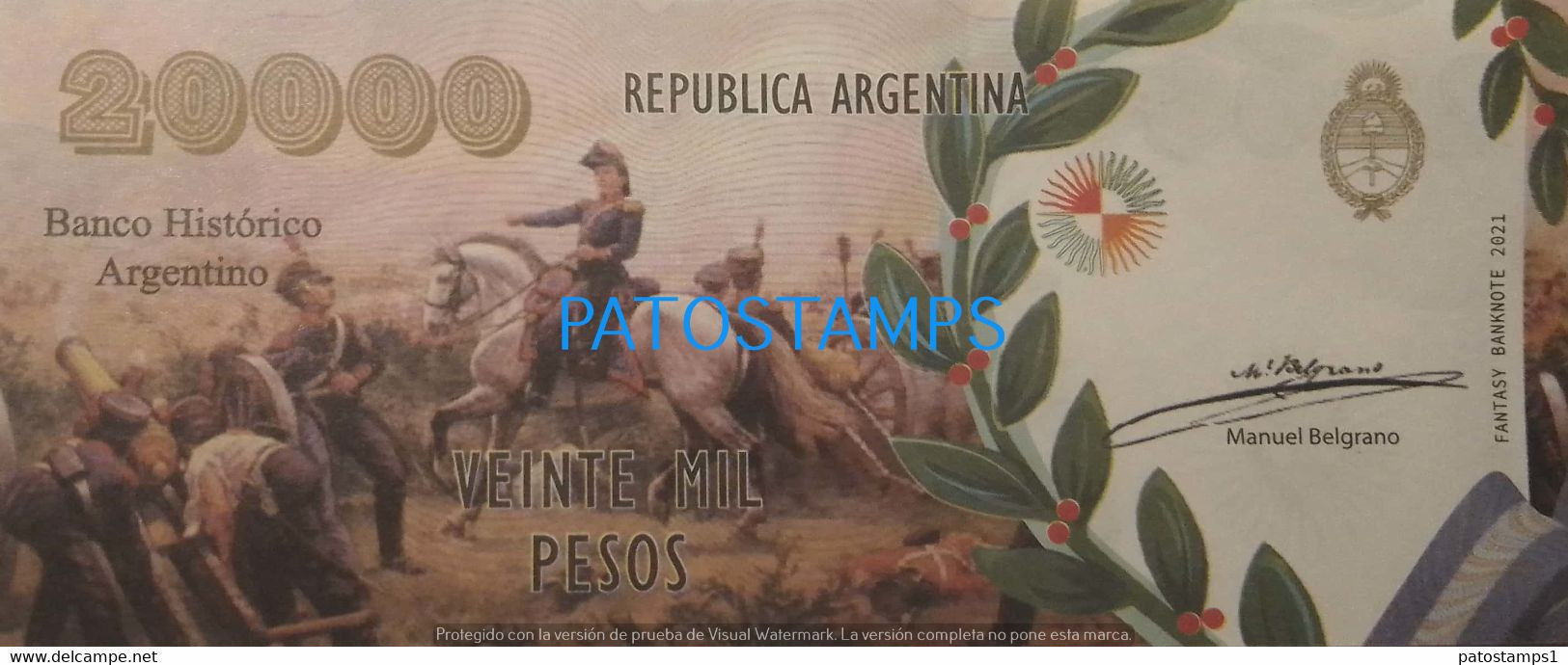 192518 BILLETE FANTASY TICKET 20000 BANK ARGENTINA PROCER GRAL BELGRANO CREADOR DE LA BANDERA NO POSTCARD - Alla Rinfusa - Banconote