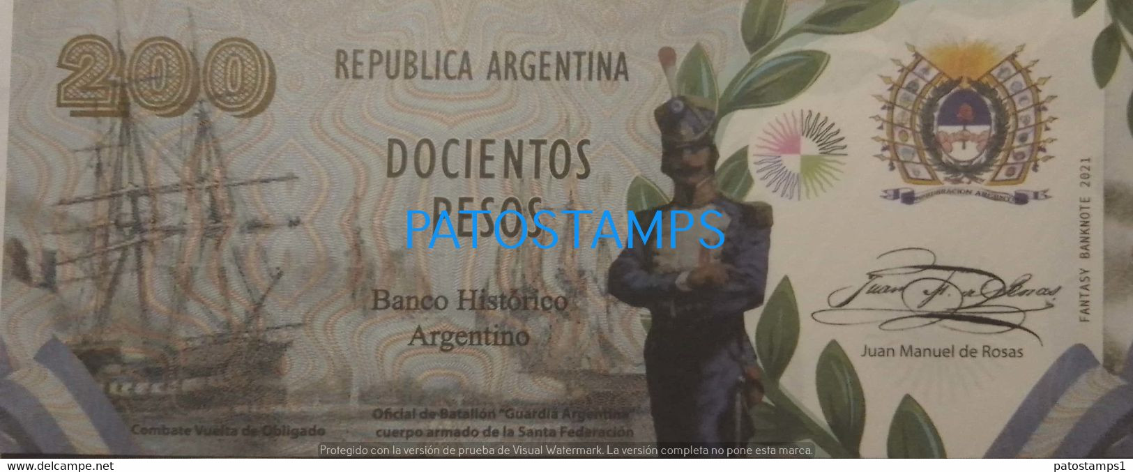 192520 BILLETE FANTASY TICKET 200 BANK ARGENTINA PROCER JUAN M. DE ROSAS RESTAURADOR DE LAS LEYES NO POSTCARD - Kilowaar - Bankbiljetten