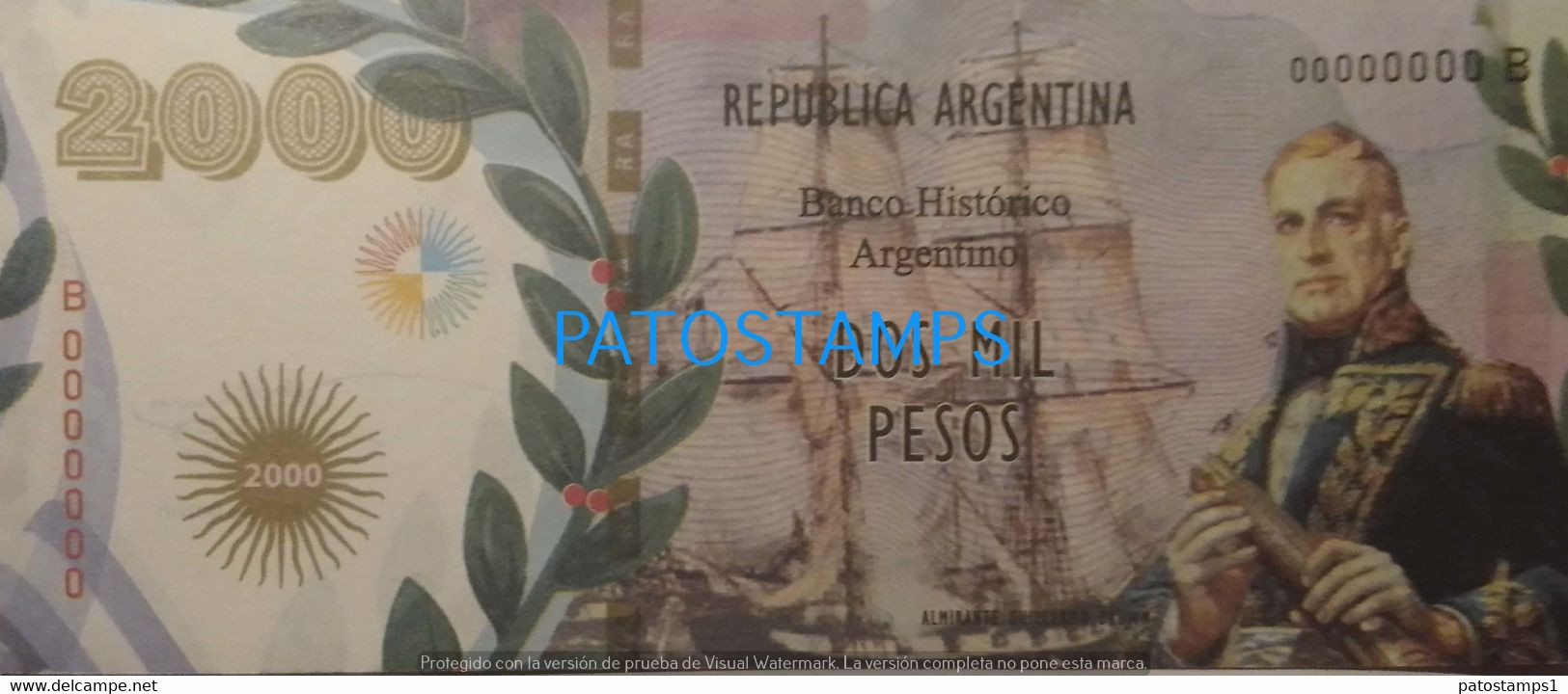 192522 BILLETE FANTASY TICKET 2000 BANK ARGENTINA PROCER ALMIRANTE GUILLERMO BROWN NO POSTCARD - Lots & Kiloware - Banknotes