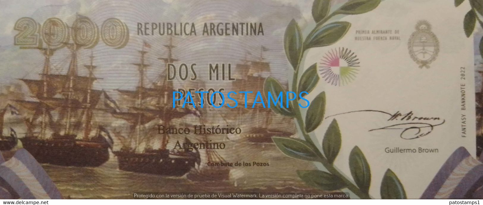 192522 BILLETE FANTASY TICKET 2000 BANK ARGENTINA PROCER ALMIRANTE GUILLERMO BROWN NO POSTCARD - Mezclas - Billetes