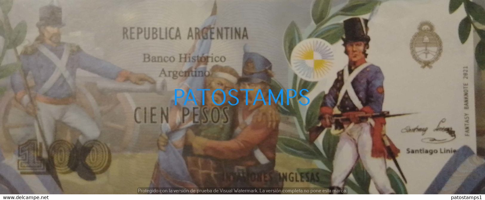 192524 BILLETE FANTASY TICKET 100 BANK ARGENTINA PROCER SANTIAGO LINIERS INVASIONES INGLESAS NO POSTCARD - Vrac - Billets