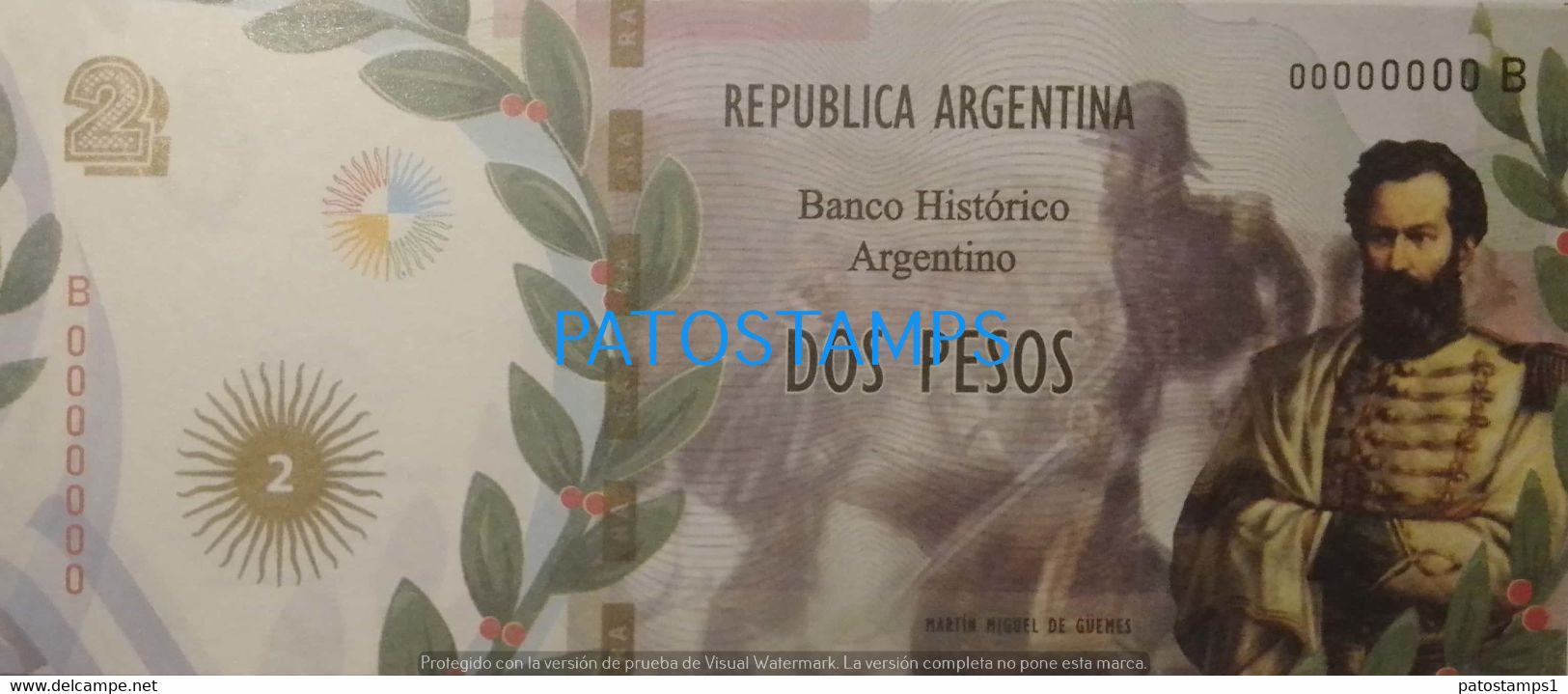 192526 BILLETE FANTASY TICKET 2 BANK ARGENTINA PROCER MARTIN MIGUEL DE GÜEMES NO POSTCARD - Mezclas - Billetes