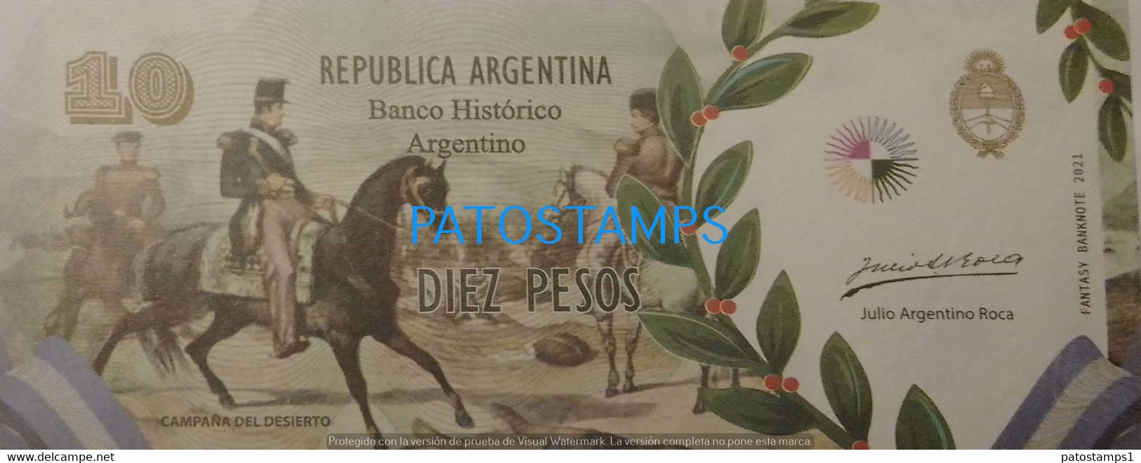 192528 BILLETE FANTASY TICKET 10 BANK ARGENTINA PROCER JULIO ARGENTINO ROCA PRESIDENTE NO POSTCARD - Kilowaar - Bankbiljetten