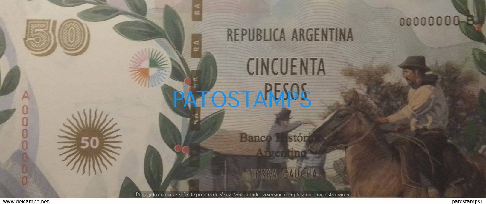 192529 BILLETE FANTASY TICKET 50 BANK ARGENTINA PROCER JOSE HERNANDEZ TIERRA GAUCHA NO POSTCARD - Vrac - Billets