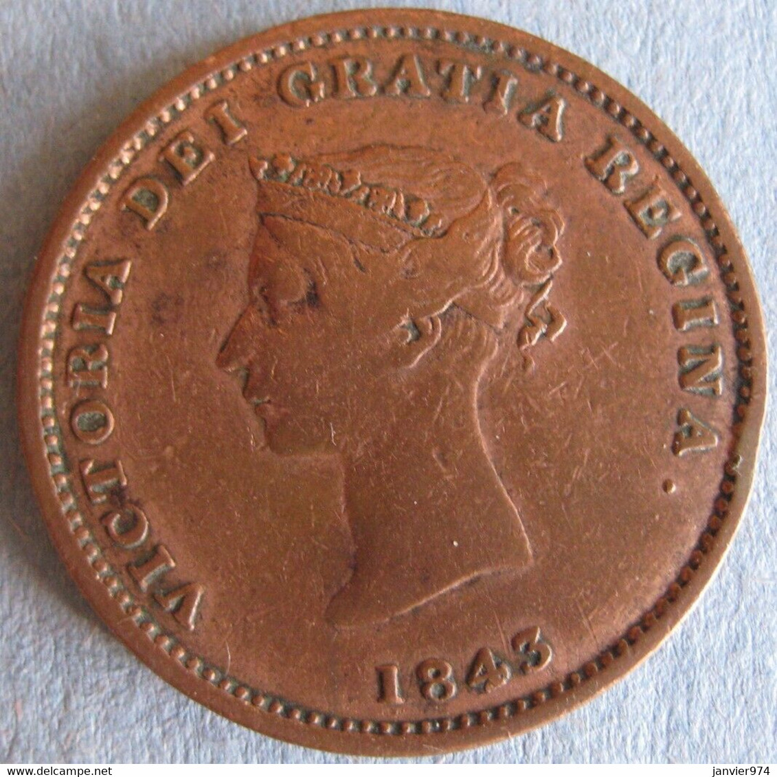 Canada New Brunswick Half Penny Token 1843, Victoria, En Cuivre, KM# 1 - Canada