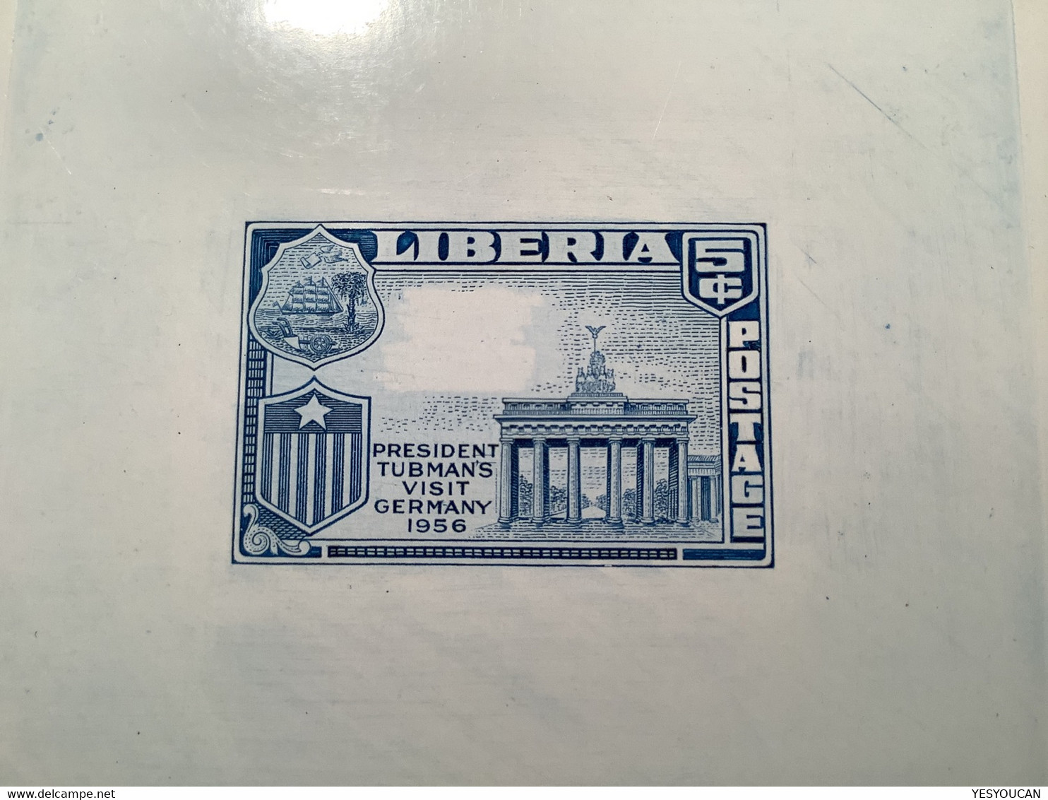 Liberia 1958 Die Proof 5c President Tubman’s Visit Germany 1956 (architecture Brandenburger Tor Berlin - Liberia