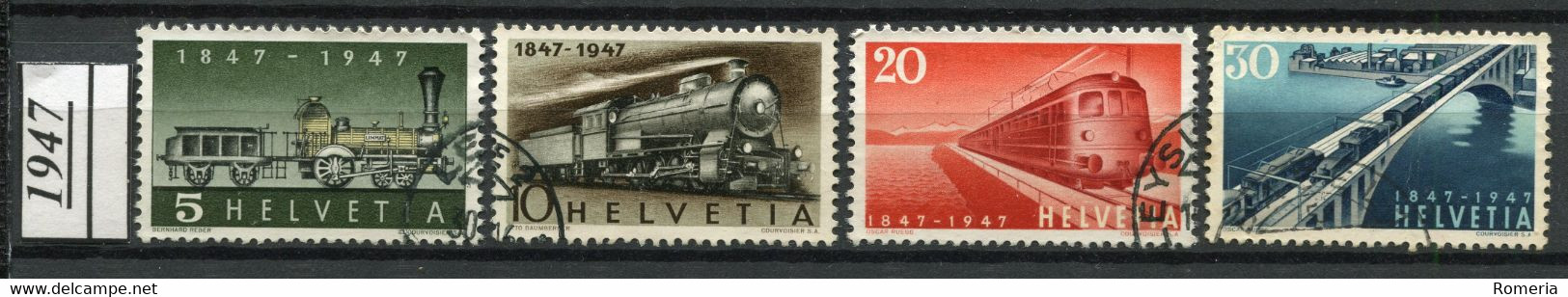 Suisse - 1947 - Yt 441/444 - Centenaire Des Chemins De Fer - Oblitérés - Oblitérés