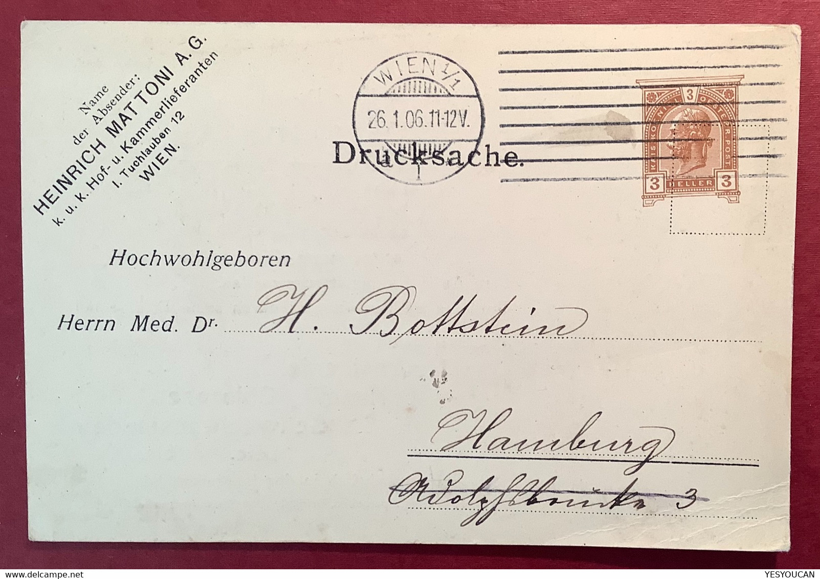 GUBER QUELLE 1906 ! Arsen Eisen-Wasser Srebrenica BOSNIA Maschinenstempel WIEN(Österreich Privat-Ganzsache Water Source - Sonstige & Ohne Zuordnung