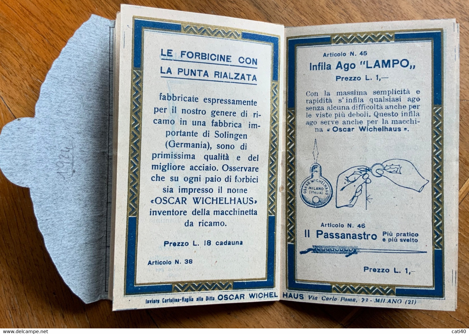 MACCHINA DA RICAMO " OSCAR WICHELHAUS " - PIEGO PUBBLICITARIO CON CALENDARIO  - RARITA'