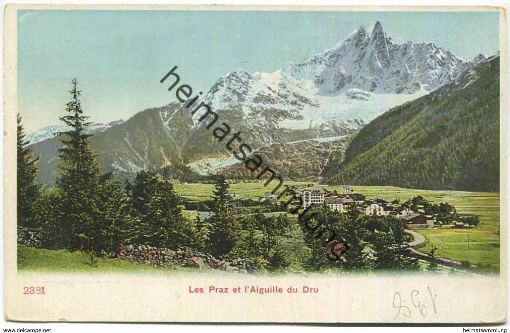 Les Praz Et L'Aiguille Du Dru - Werbekarte Von Chocolats Fins Favarger Versoix - La Praz