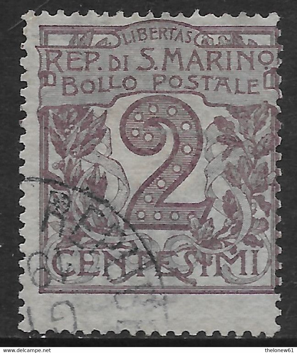 San Marino 1903 Cifra O Veduta C2 Sa N.34 US - Oblitérés