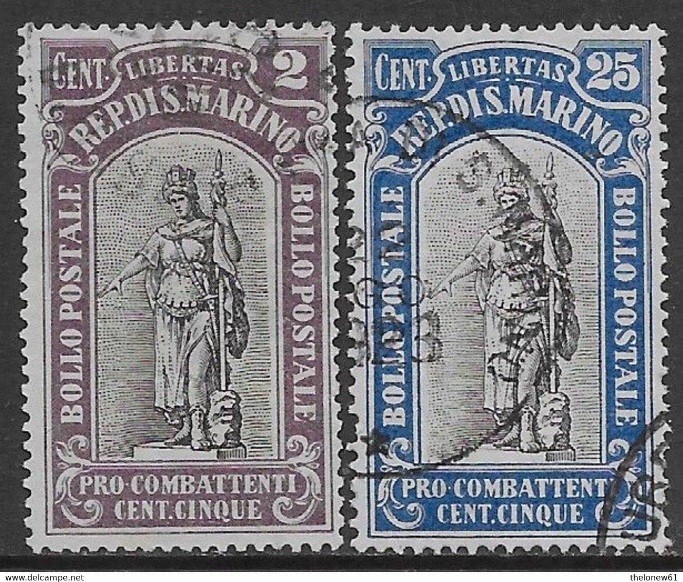 San Marino 1918 Pro Combattenti 2val Sa N.54,58 US - Used Stamps