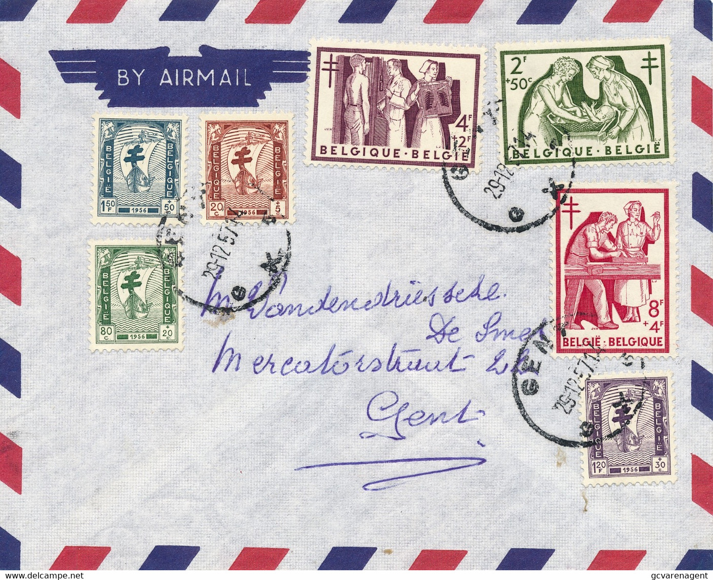 COVER  AFSTEMPELING    GENT 1957 - Cartas & Documentos