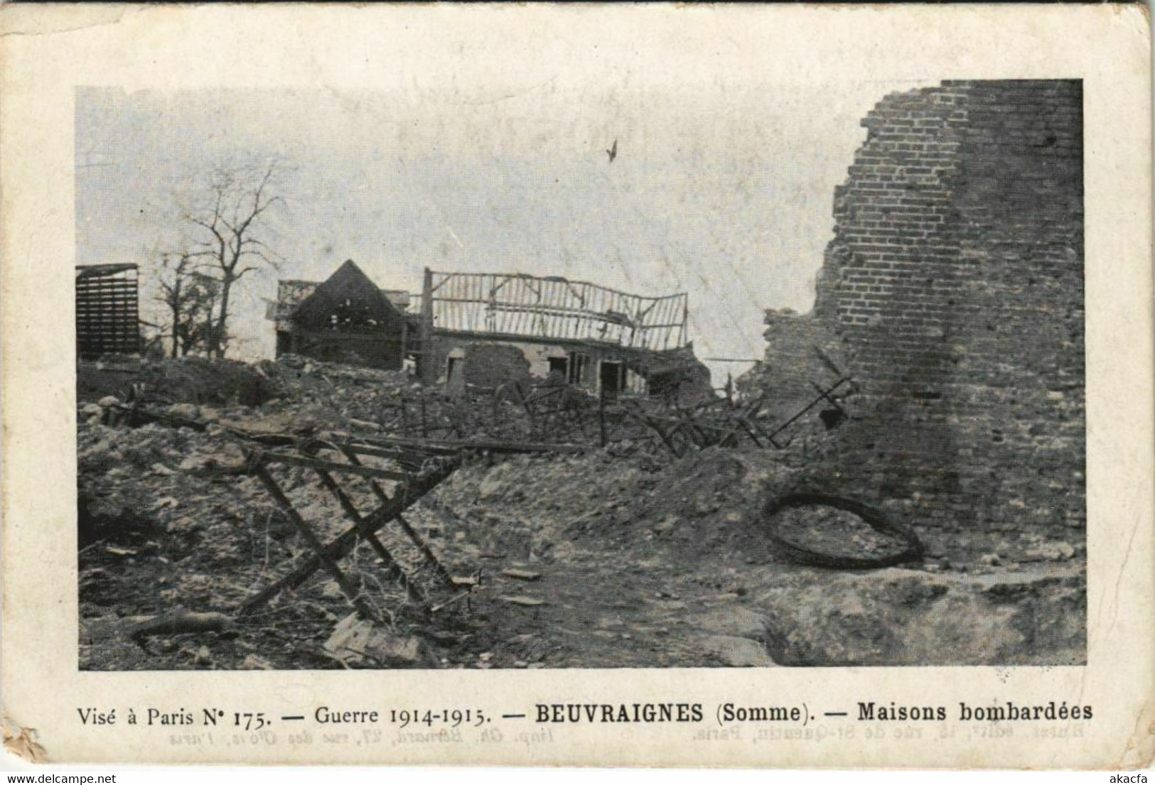 CPA Guerre Military BEAUVRAIGNES Maisons Bombardées (807025) - Beuvraignes