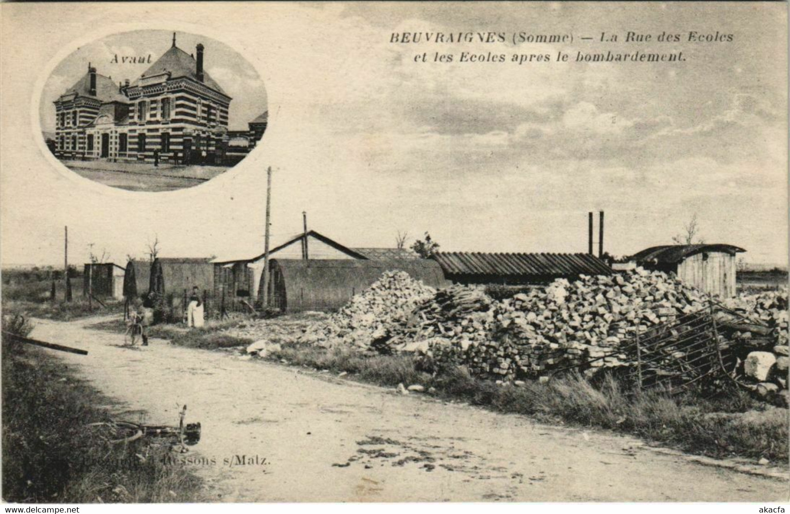 CPA Guerre Military BEAUVRAIGNES Rue Des Ecoles (807185) - Beuvraignes