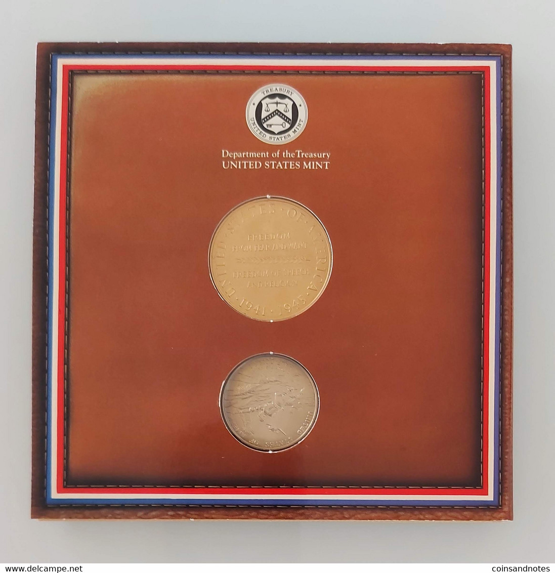 USA 1993 - Comm. Coin & Victory Medal Set 'WWII 50th Anniversary’ - COA - Sammlungen
