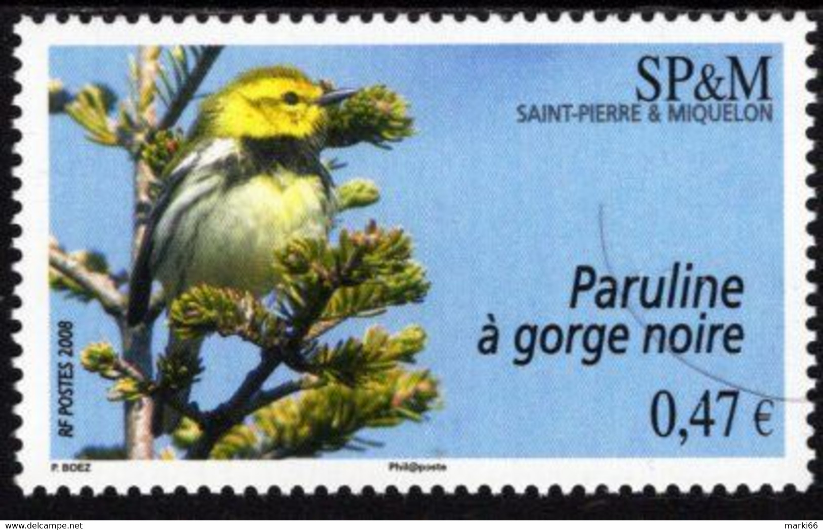 St. Pierre & Miquelon - 2008 - Black-throated Green Warbler (Setophaga Virens) - Mint Stamp - Unused Stamps