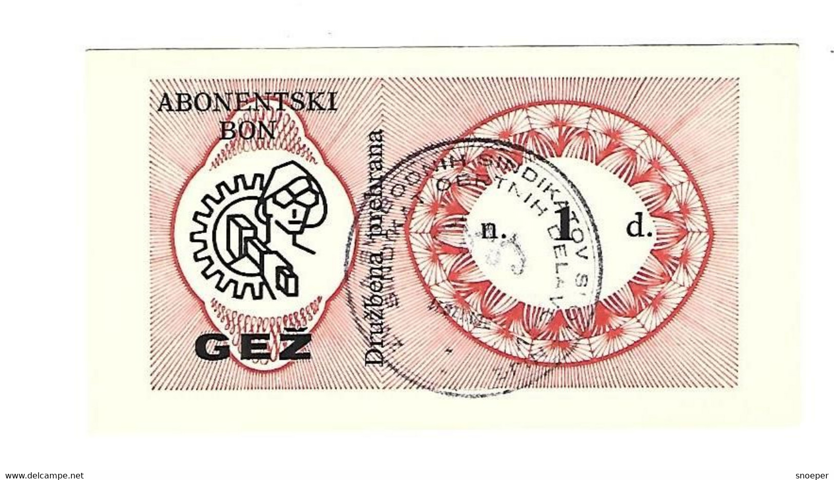 *slovenia Jesenice Freedom Inion Mail Bon  1 Dinara   Sl5  Unc - Slovénie