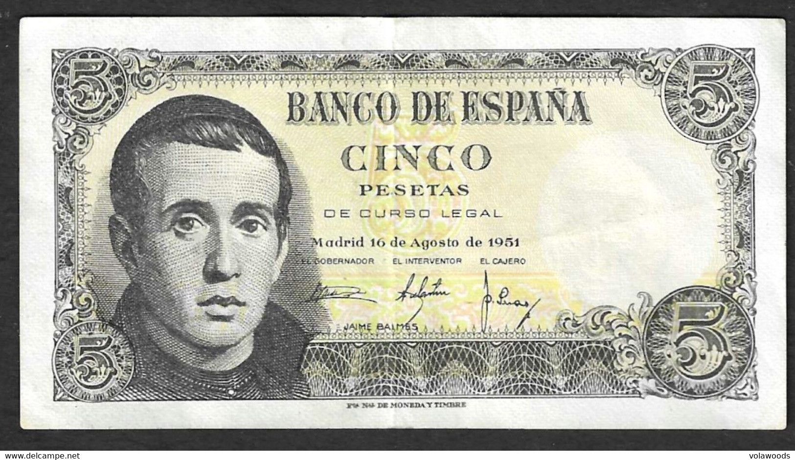 Spagna - Banconota Circolata Da 5 Pesetas P-140a.3 - 1951 #17 - 5 Pesetas