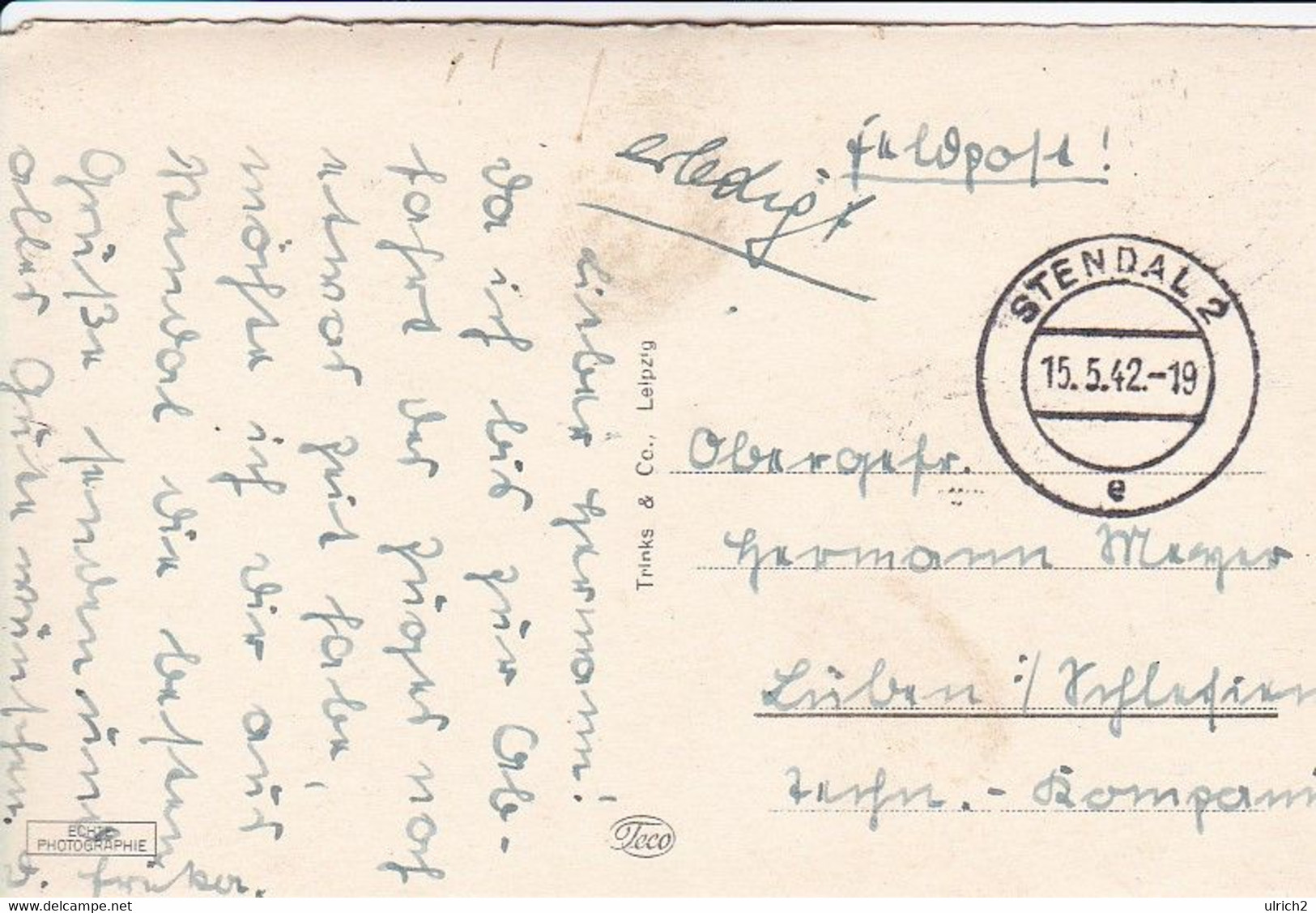 AK Stendal - Adolf-Hitler-Strasse - Feldpost 1942 (61361) - Stendal