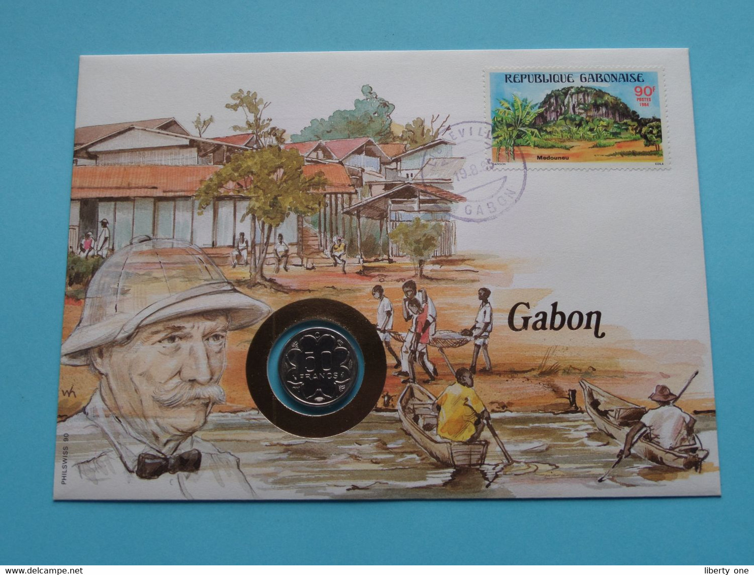 L'Afrique Centrale / Gabon > 1980 ( See / Voir (2) Photo / Scans ) Münz-Brief With Stamp ! - Gabón