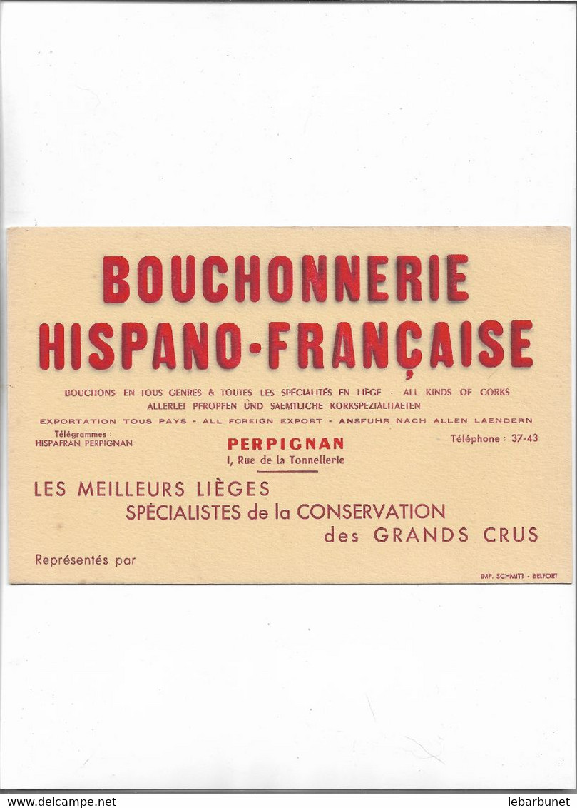 Buvard Ancien Bouchonnerie Hispano-française - B