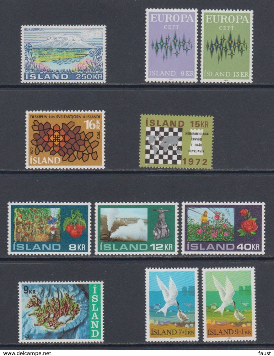 1972 ** Islande (sans Charn., MNH, Postfrish) Complete Yv 413/23  Mi 460/70  FA 497/507  (11v) - Full Years