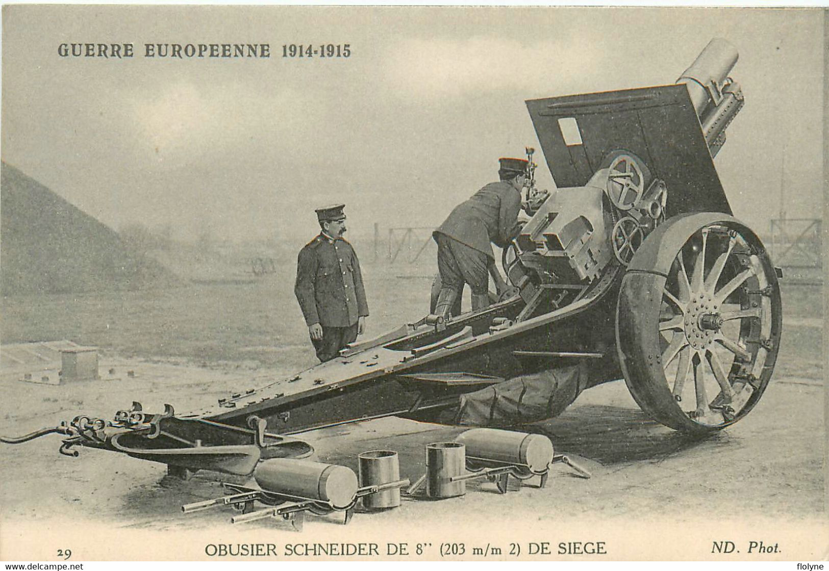 Militaria - Ww1 Guerre 14/18 - Obusier SCHNEIDER De 8'' De Siège - Armement Canon Obus - Equipment