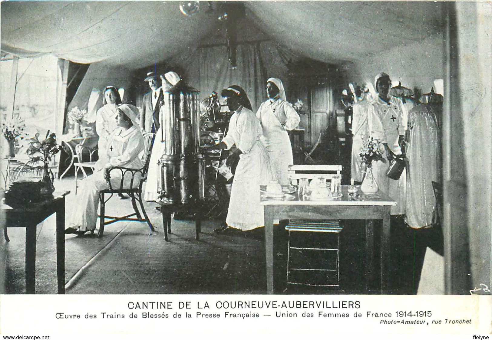 Militaria - Ww1 - 2 Cpa - Cantine Courneuve Aubervilliers - Oeuvre Trains Blessés Presse Française - Hôpital Croix Rouge - Weltkrieg 1914-18