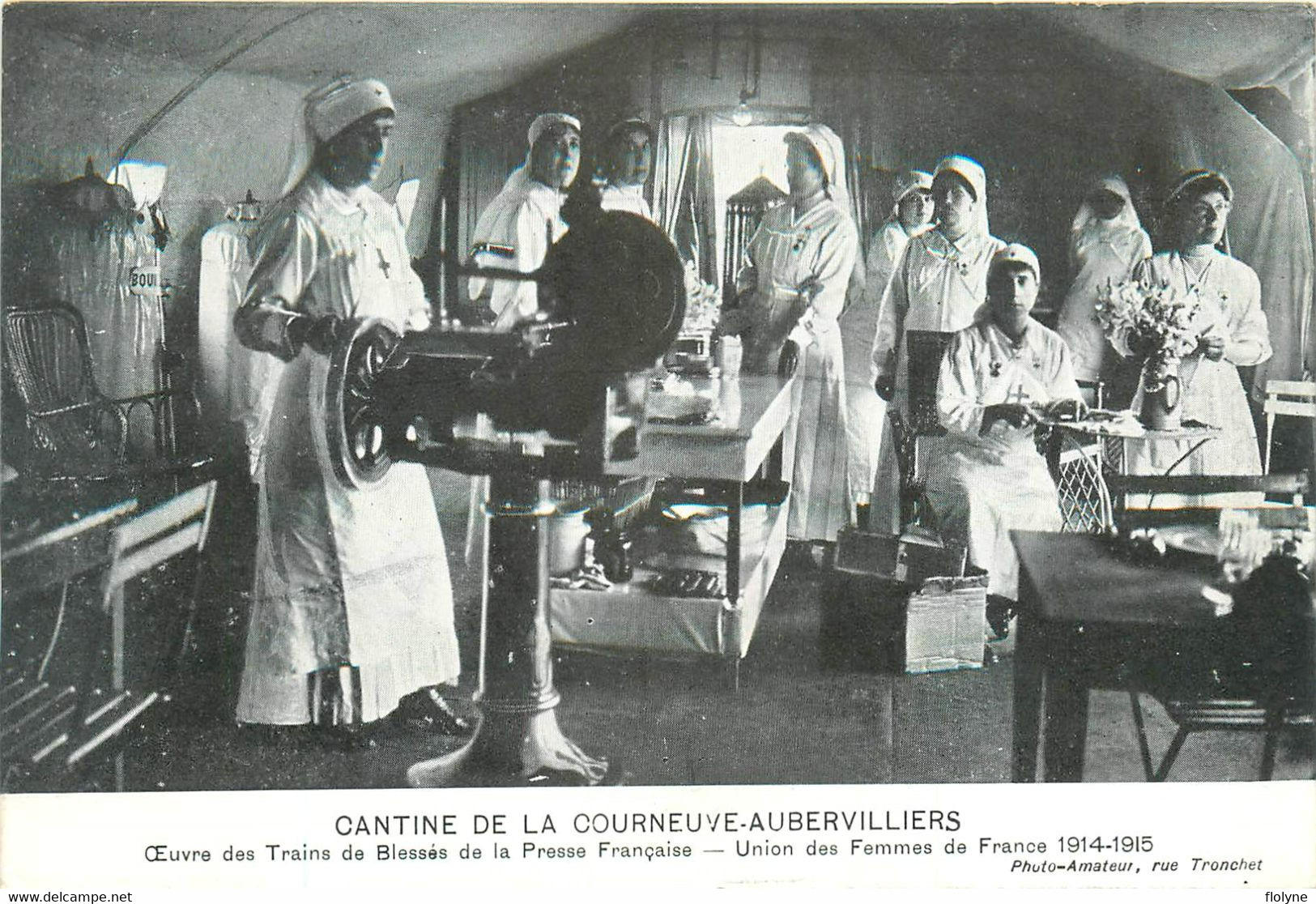 Militaria - Ww1 - 2 Cpa - Cantine Courneuve Aubervilliers - Oeuvre Trains Blessés Presse Française - Hôpital Croix Rouge - Weltkrieg 1914-18