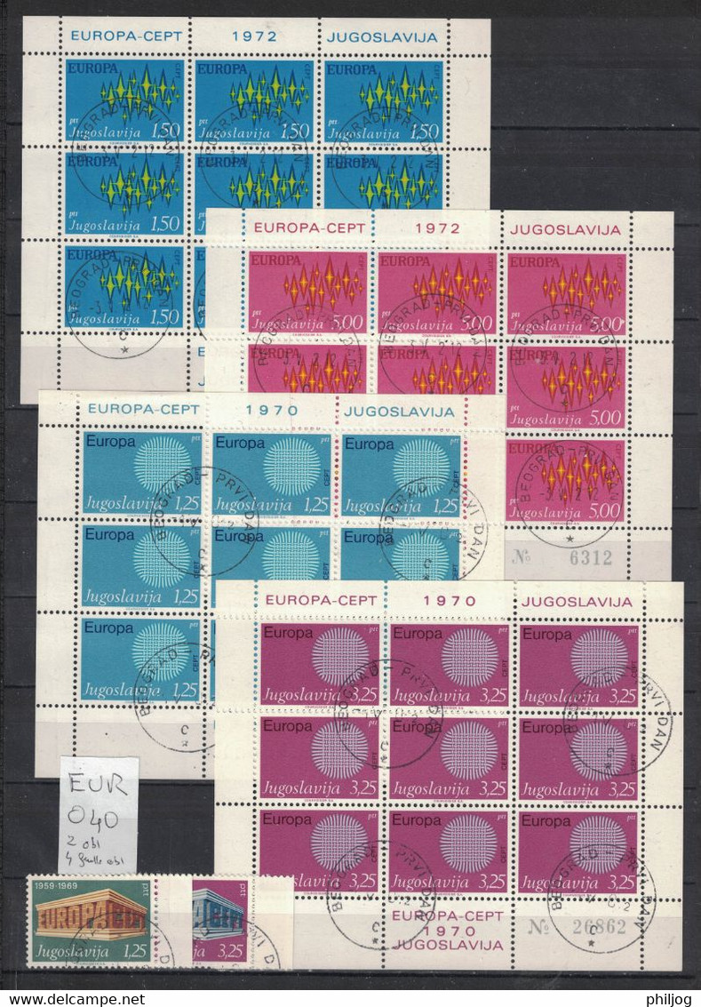 Europa CEPT - 4 Feuilles Oblitérées Et 2 Oblitérés - Tous Différents - Yougoslavie - Collections