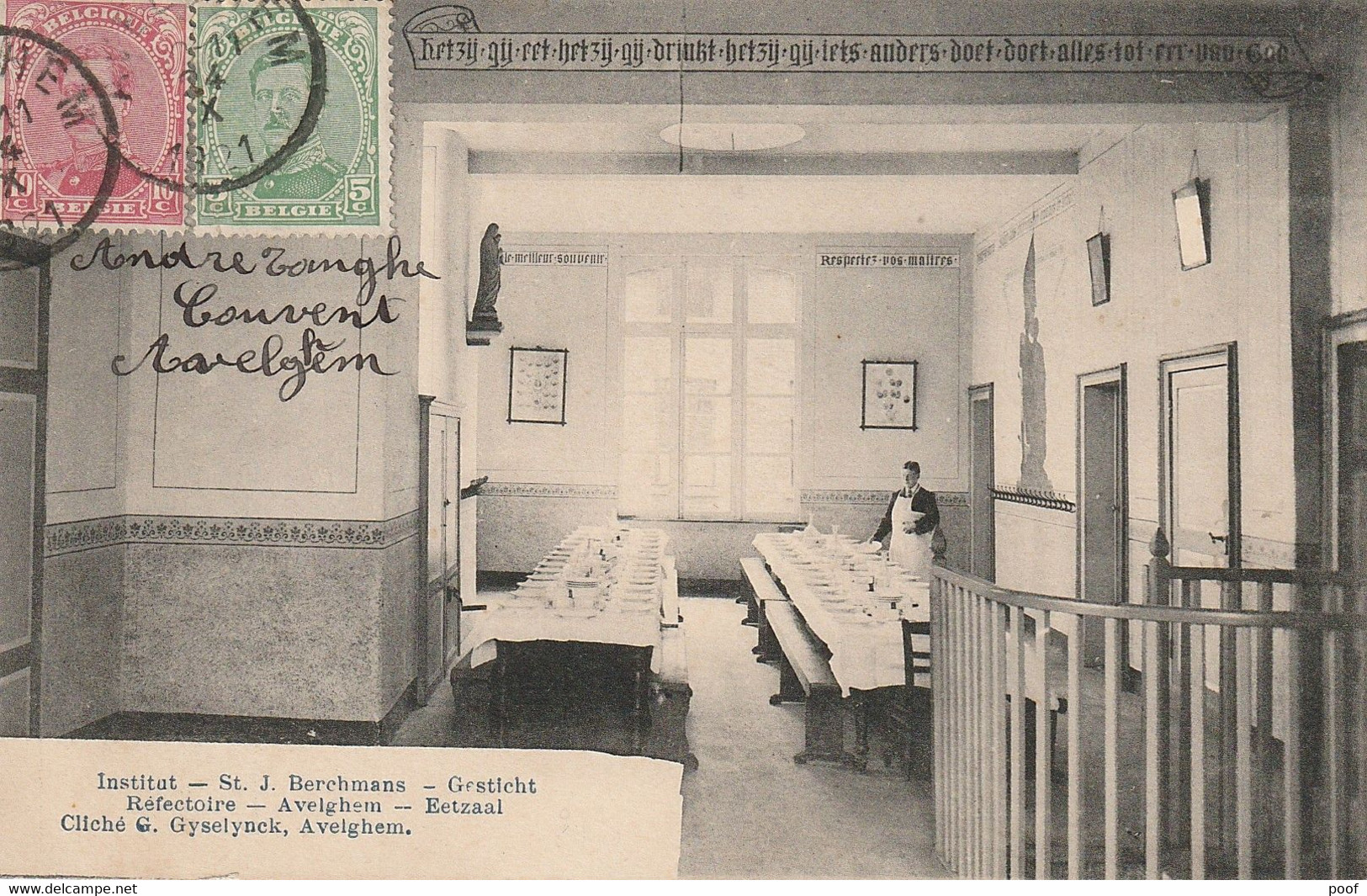 Avelgem : Gesticht St. J. Berchmans / Eetzaal --- 1921 - Avelgem
