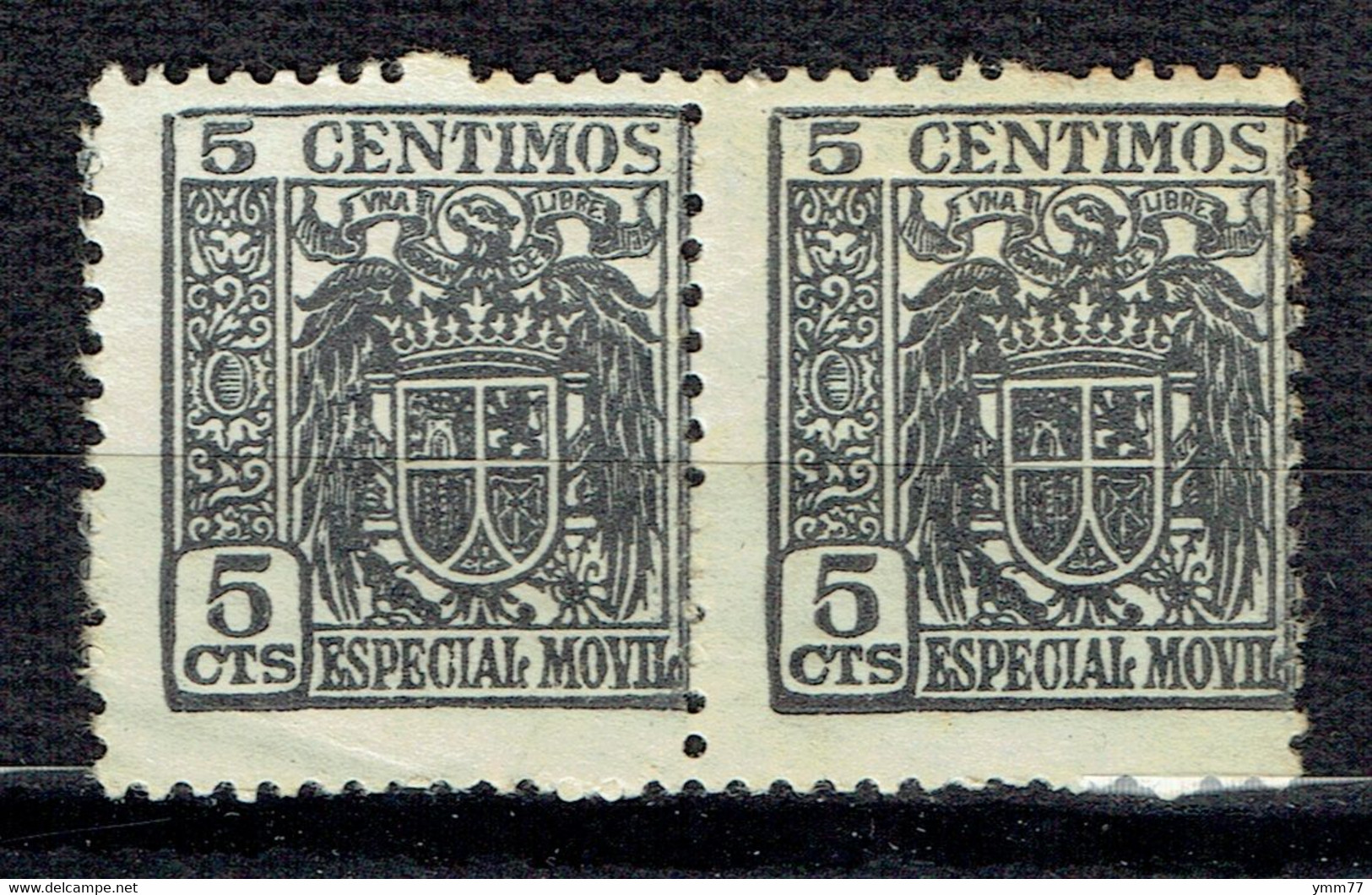 Timbre Fiscal-postal 5 C En Paire Horizontale - Postage-Revenue Stamps