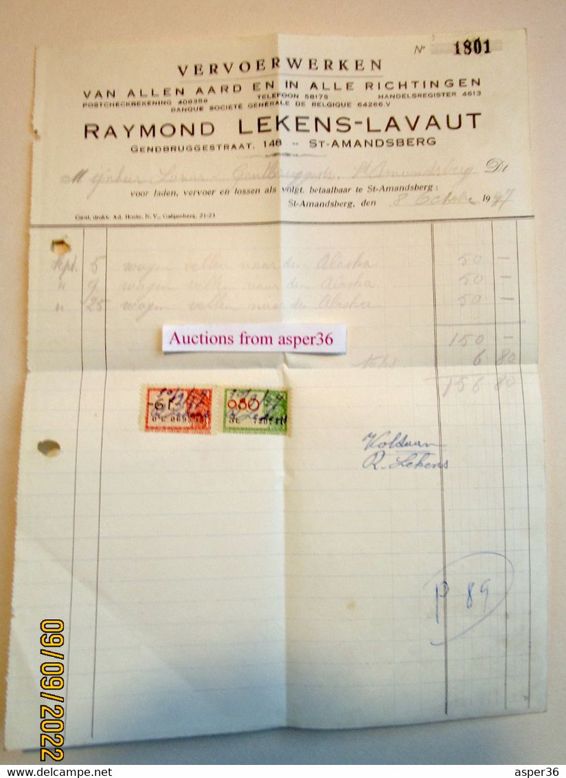 Vervoerwerken, Raymond Lekens-Lavaut, Gendbruggestraat, St Amandsberg Gent 1947 - 1900 – 1949