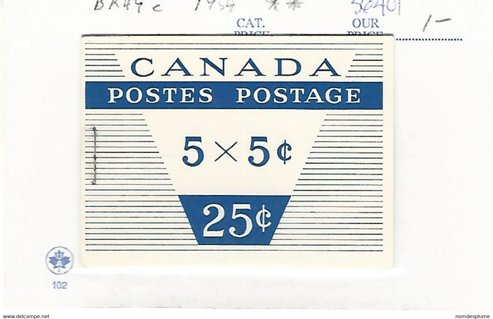 56401 ) Canada Booklet  1954 - Pagine Del Libretto