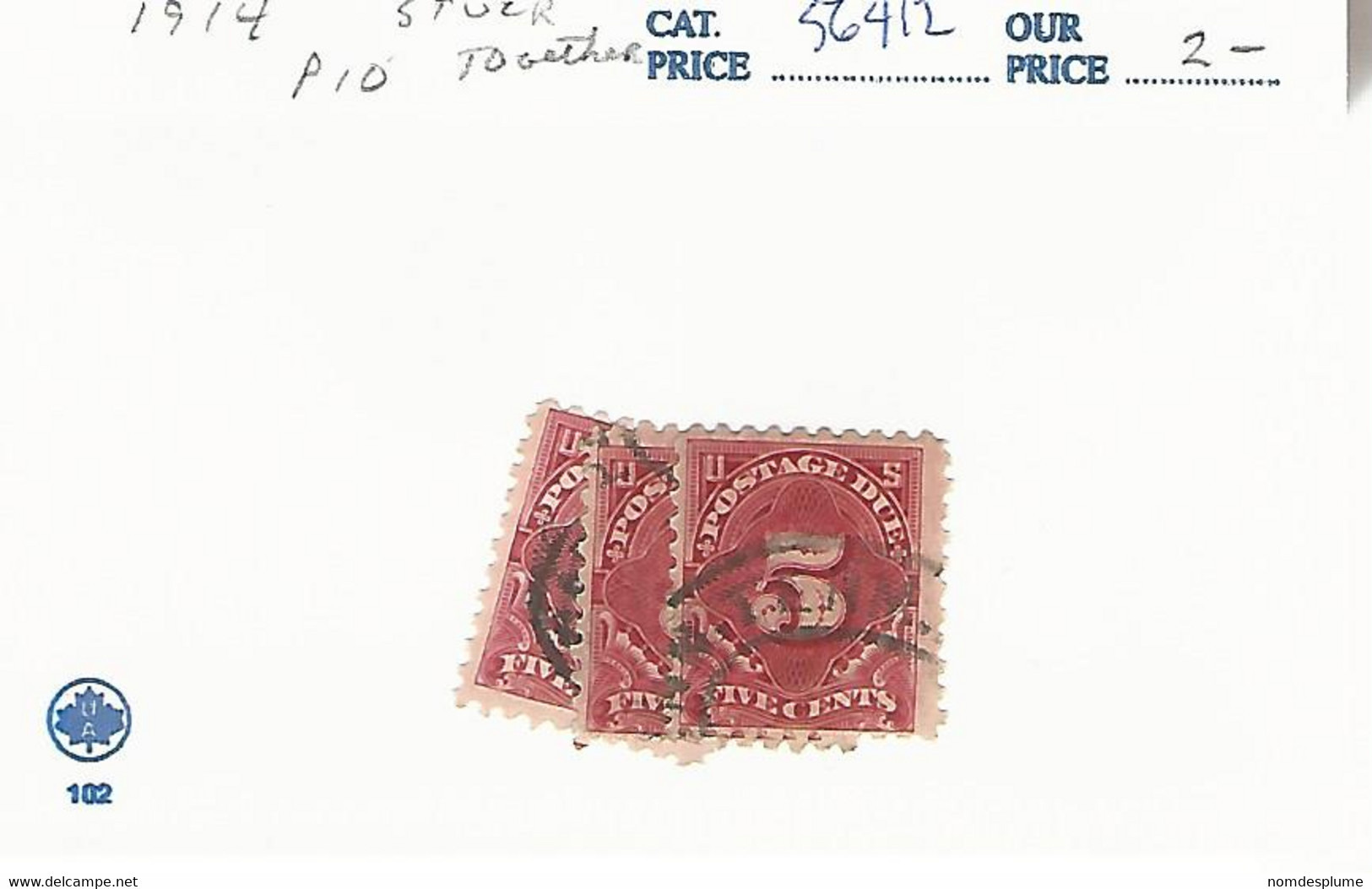 56412 ) USA Postage Due 1914 Stuck Together - Strafport