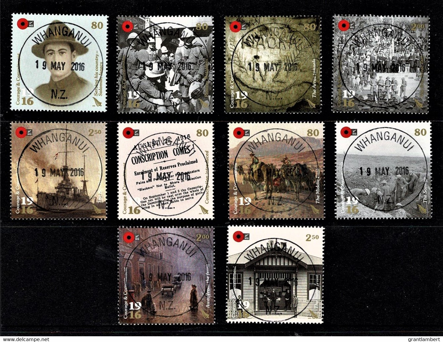 New Zealand 2016 Courage & Commitment - World War I   Set Of 10 Used - Used Stamps