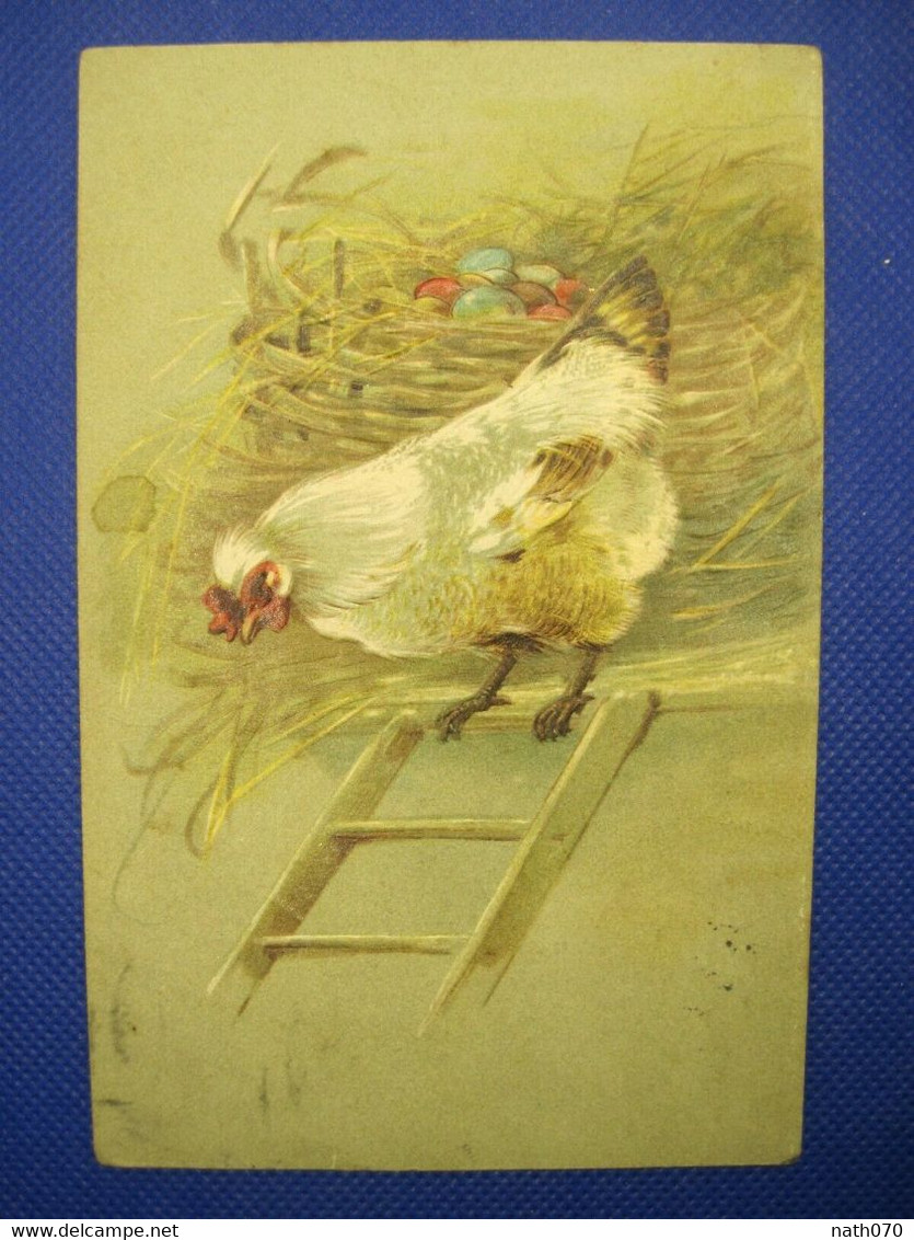 AK 1909 CPA Tiere Henne Küken Litho Heiligenstein BARR Ostern Paques Poussins Poule - Oiseaux